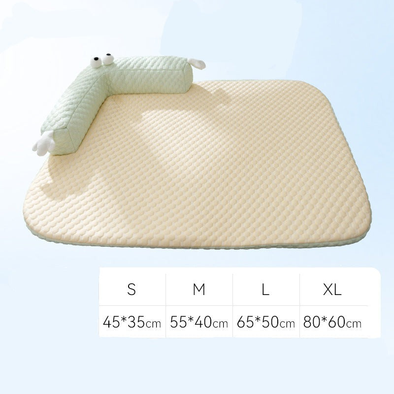 Dog Cooling Mat Silk Top & Plush Padded Quick Dry