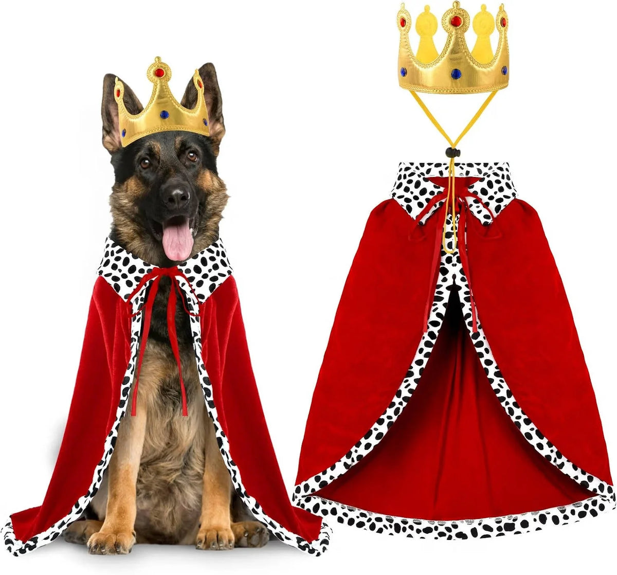 Dog Costume Cape & Crown Soft Polyester Tail Cutout