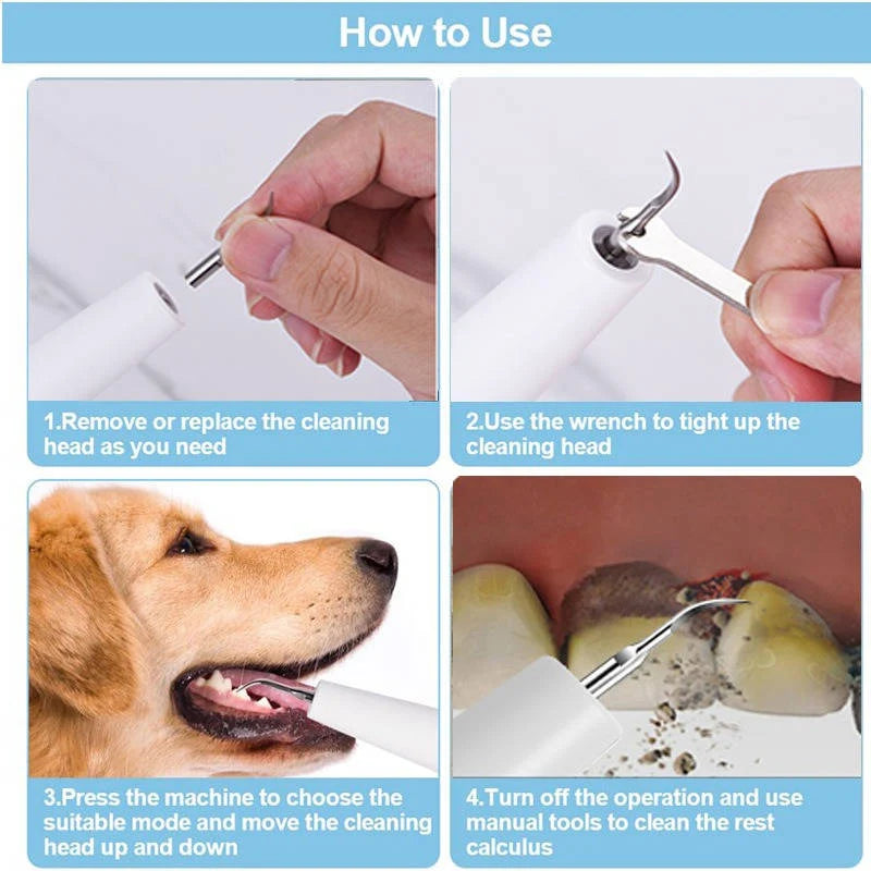 Dog Dental Cleaner Ultrasonic LED Gum-Protection