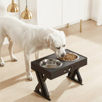 Dog Feeder Two Bowls Adjustable Height Spill-Reducing