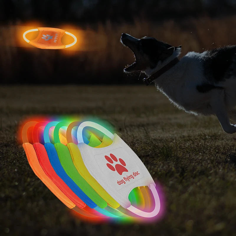 Dog Flying Disc USB Rechargeable LED Natural Rubber