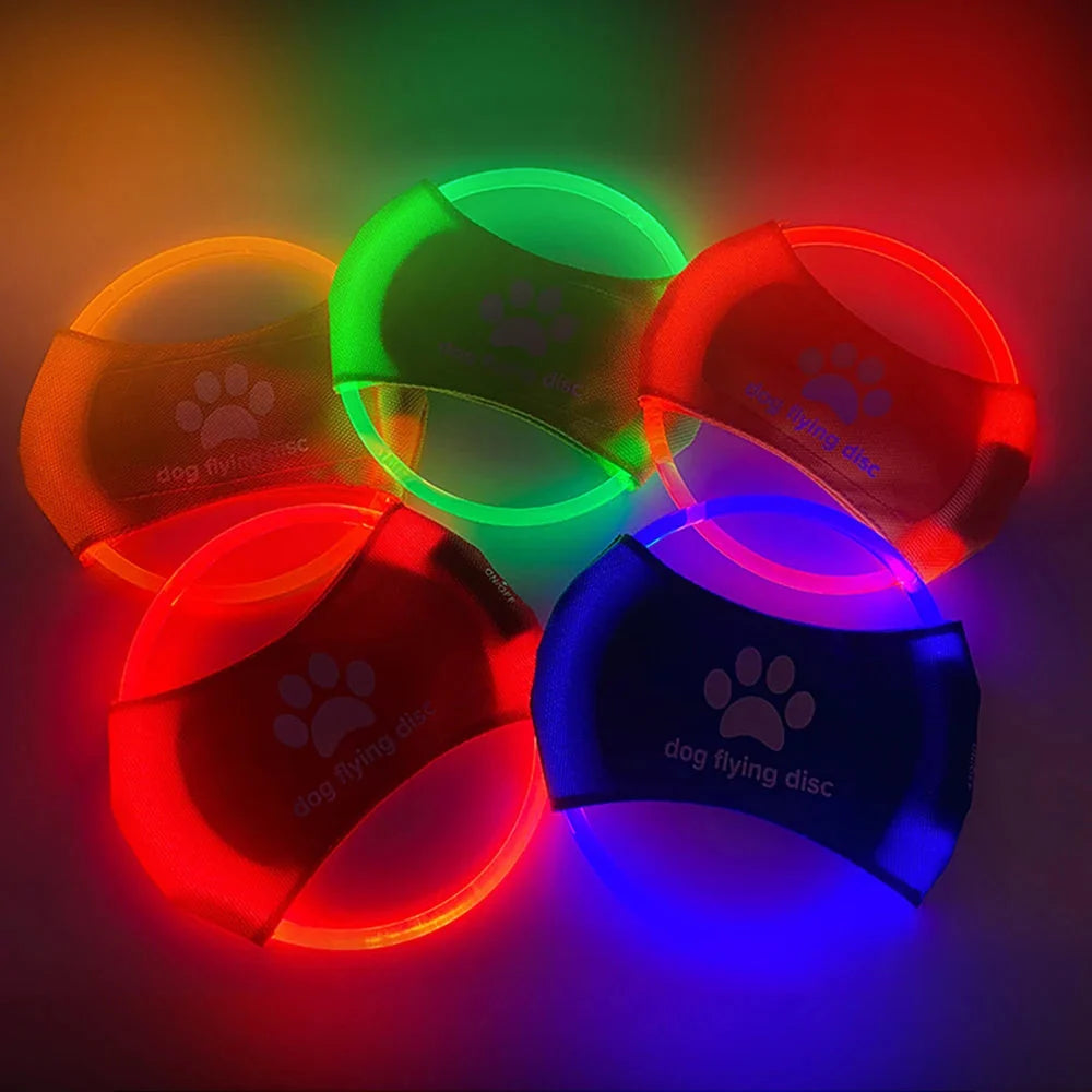 Dog Flying Disc USB Rechargeable LED Natural Rubber