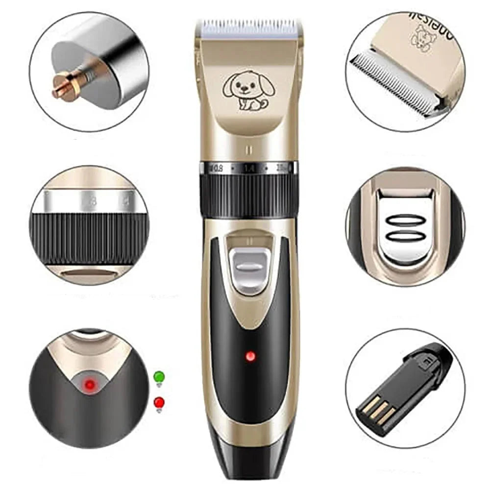 Dog Grooming Trimmer Quiet Cordless Stainless Steel Blade & 4 Guide Combs