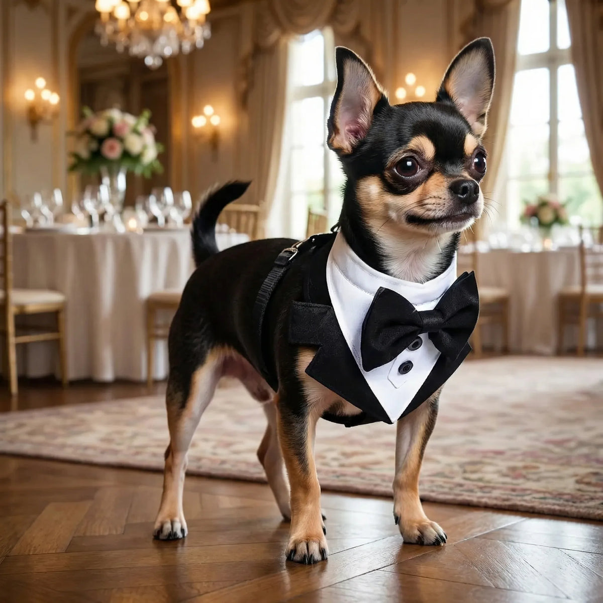 Dog Harness Bow Tie Vest Adjustable Secure Buckle