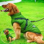 Dog Jacket Waterproof & Sherpa-Fleece Lined Built-In Harness