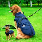Dog Jacket Waterproof Sherpa-Lined Built-In Harness & Reflective Stripes