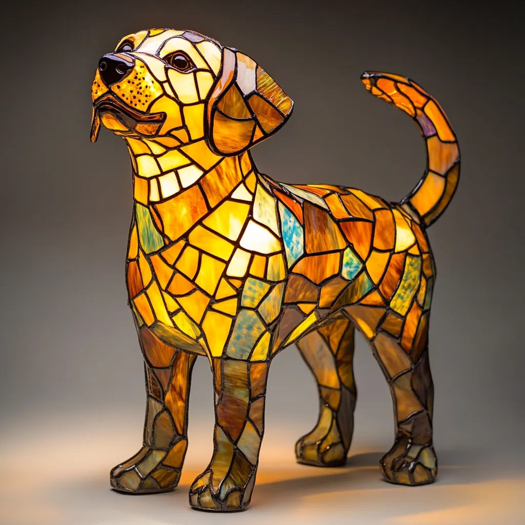 Dog Lamp Handmade LED Warm Light USB & Battery