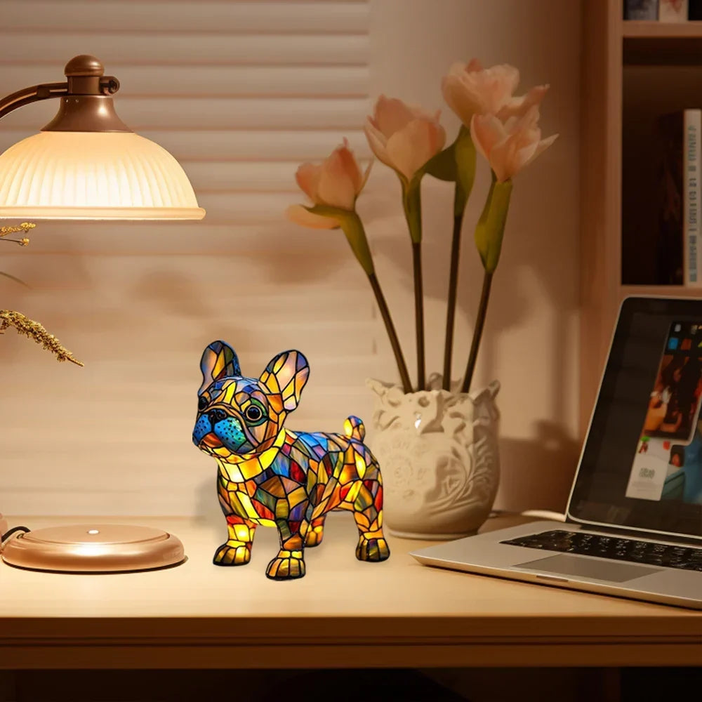 Dog Lamp Handmade LED Warm Light USB & Battery