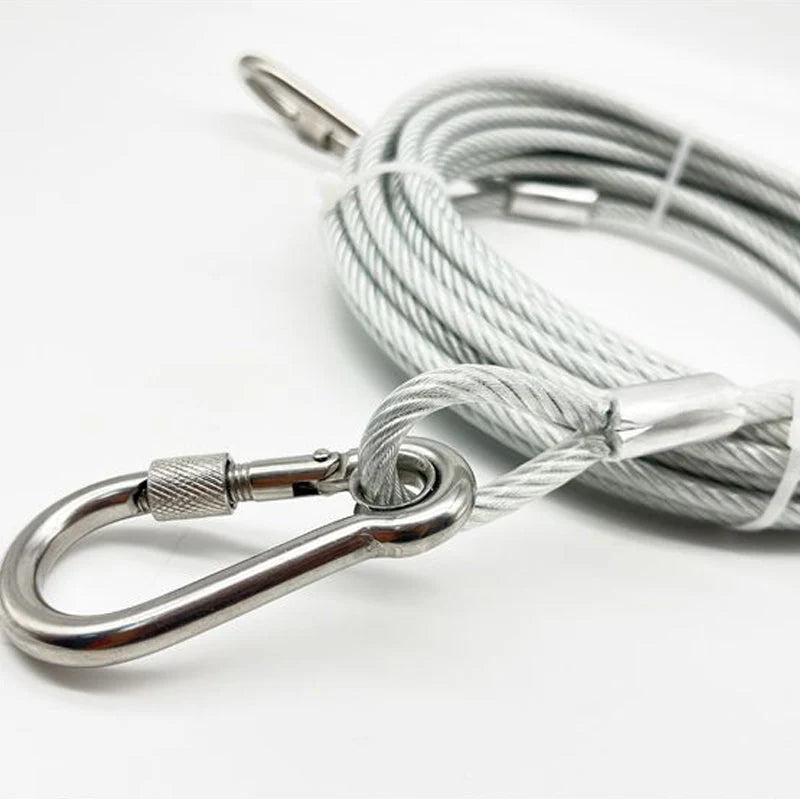 Dog Leash Chew-Proof Steel Core & Carabiner Hooks