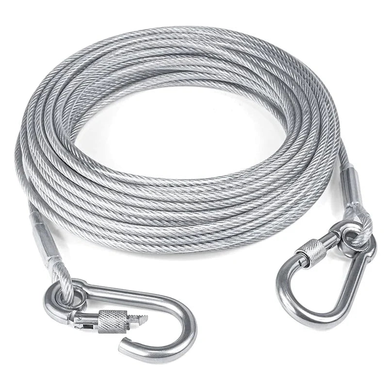 Dog Leash Chew-Proof Steel Core & Carabiner Hooks