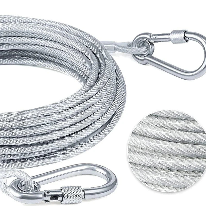 Dog Leash Chew-Proof Steel Core & Carabiner Hooks
