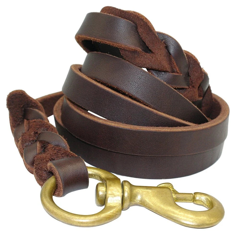 Dog Leash First Layer Leather For Large Dogs