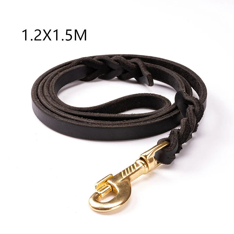 Dog Leash First Layer Leather For Large Dogs