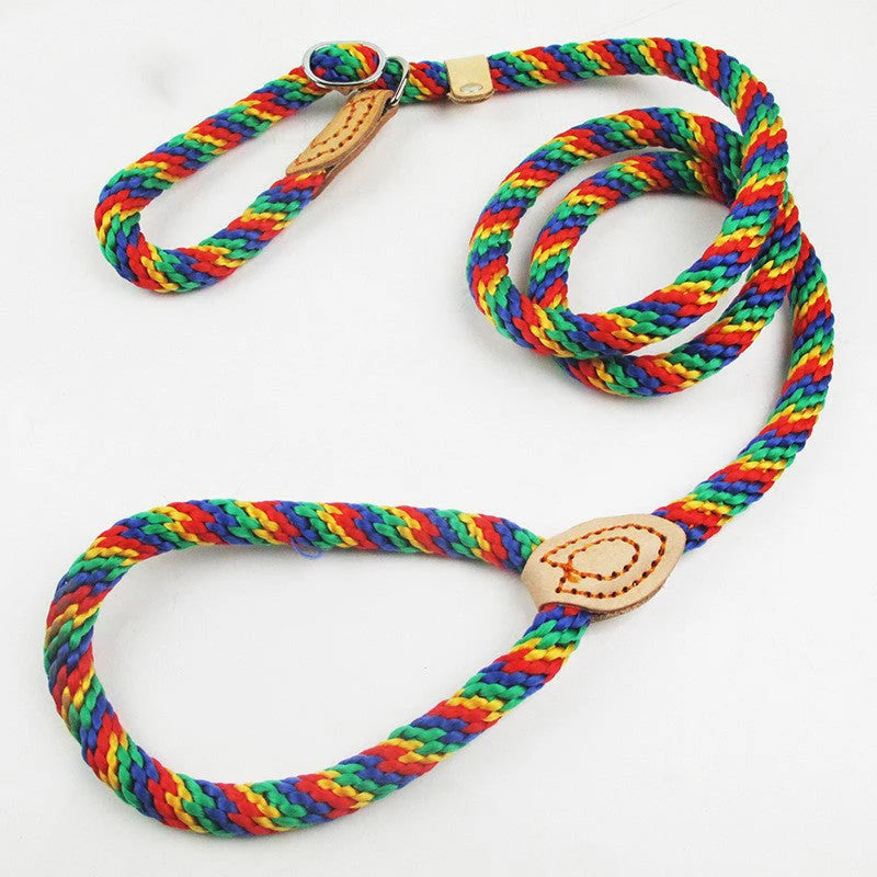 Dog Leash Integrated Training Collar Hemp Rope