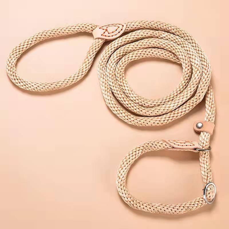 Dog Leash Integrated Training Collar Hemp Rope