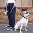 Dog Leash Reflective Stitching Padded Handle & Double-Rope Nylon