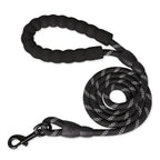 Dog Leash Reflective Stitching Padded Handle & Double-Rope Nylon