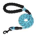 Dog Leash Reflective Stitching Padded Handle & Double-Rope Nylon