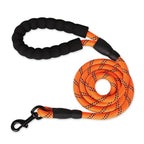 Dog Leash Reflective Stitching Padded Handle & Double-Rope Nylon