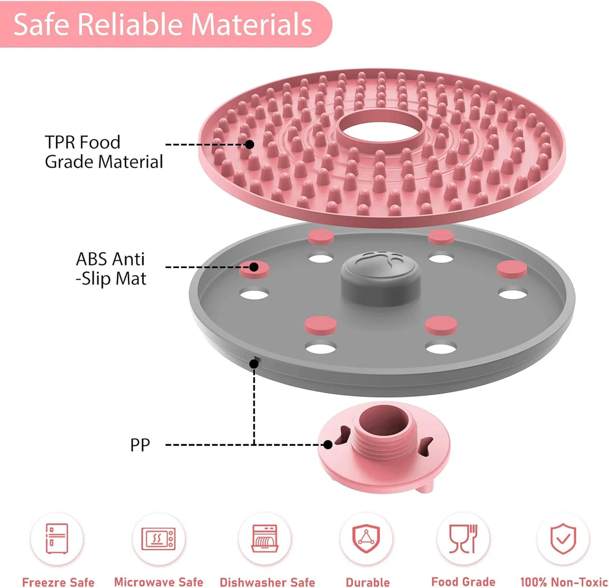 Dog Lick Mat Slow-Feed Textured Pet-Safe Dishwasher-Safe