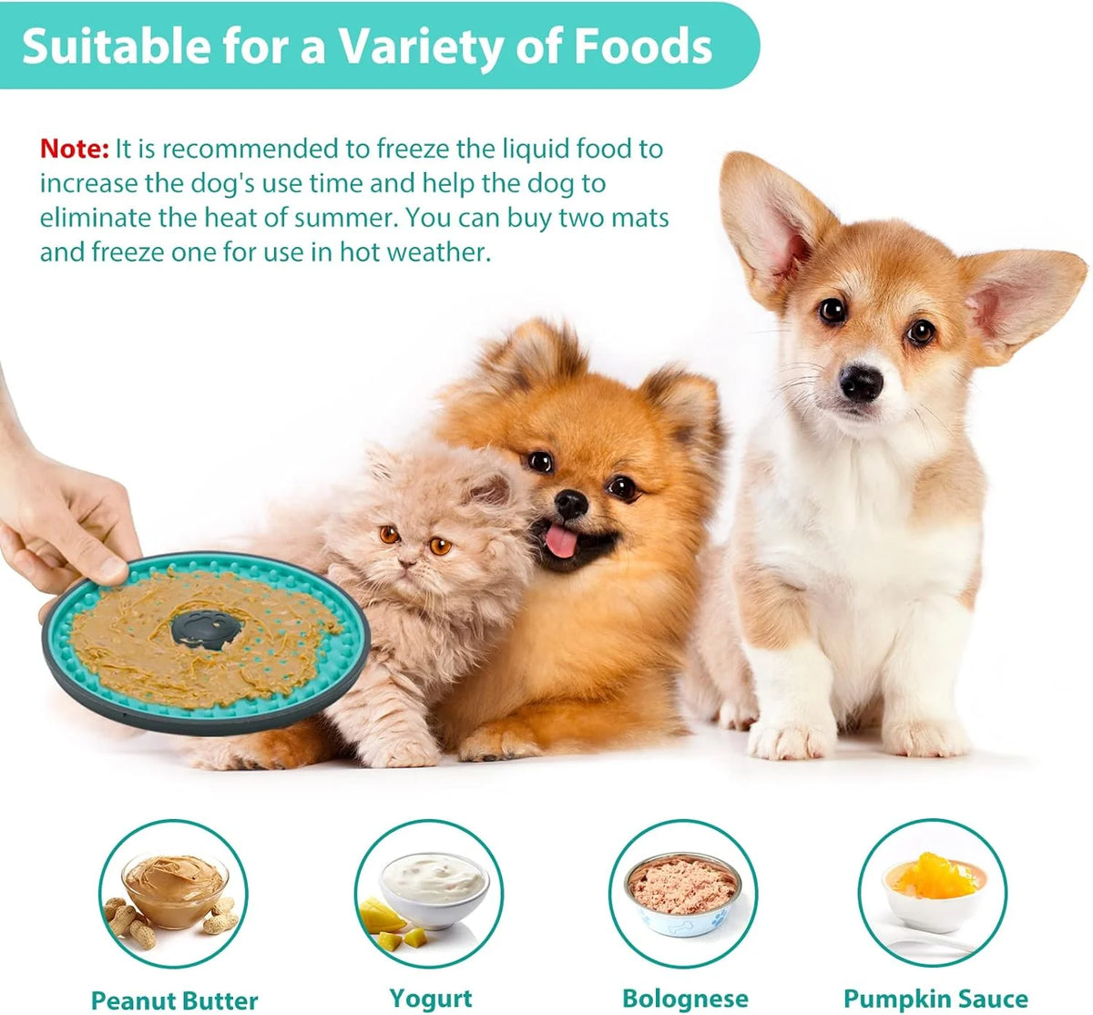 Dog Lick Mat Slow-Feed Textured Pet-Safe Dishwasher-Safe