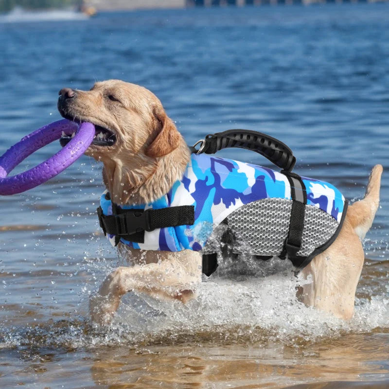 Dog Life Jacket Shark Pattern Ergonomic Adjustable Fit