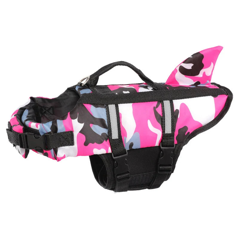 Dog Life Jacket Shark Pattern Ergonomic Adjustable Fit