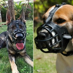 Dog Muzzle Breathable Basket Reflective Strips Adjustable Strap