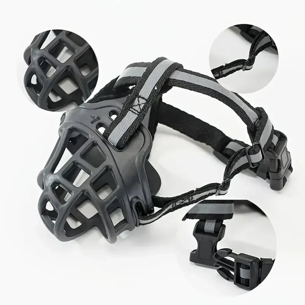 Dog Muzzle Breathable Mesh Adjustable Straps & Soft Fit