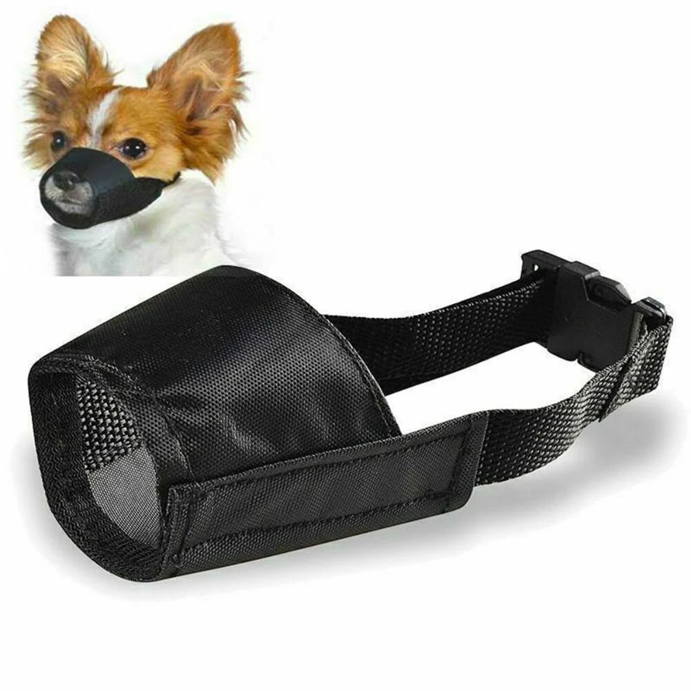 Dog Muzzle Breathable Nylon Adjustable Fit Quick-Release Buckle