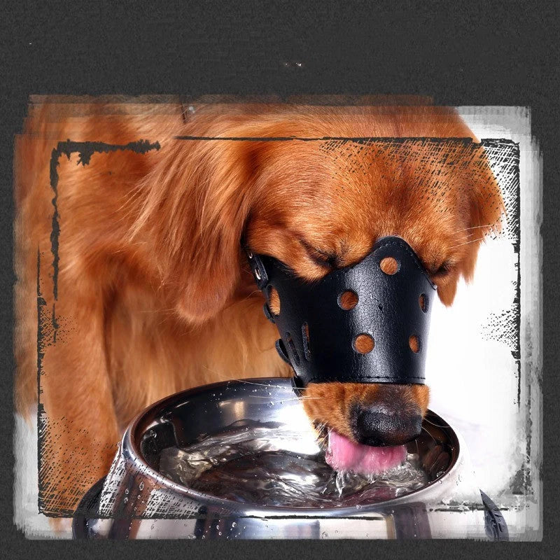Dog Muzzle Leather Breathable Adjustable Straps