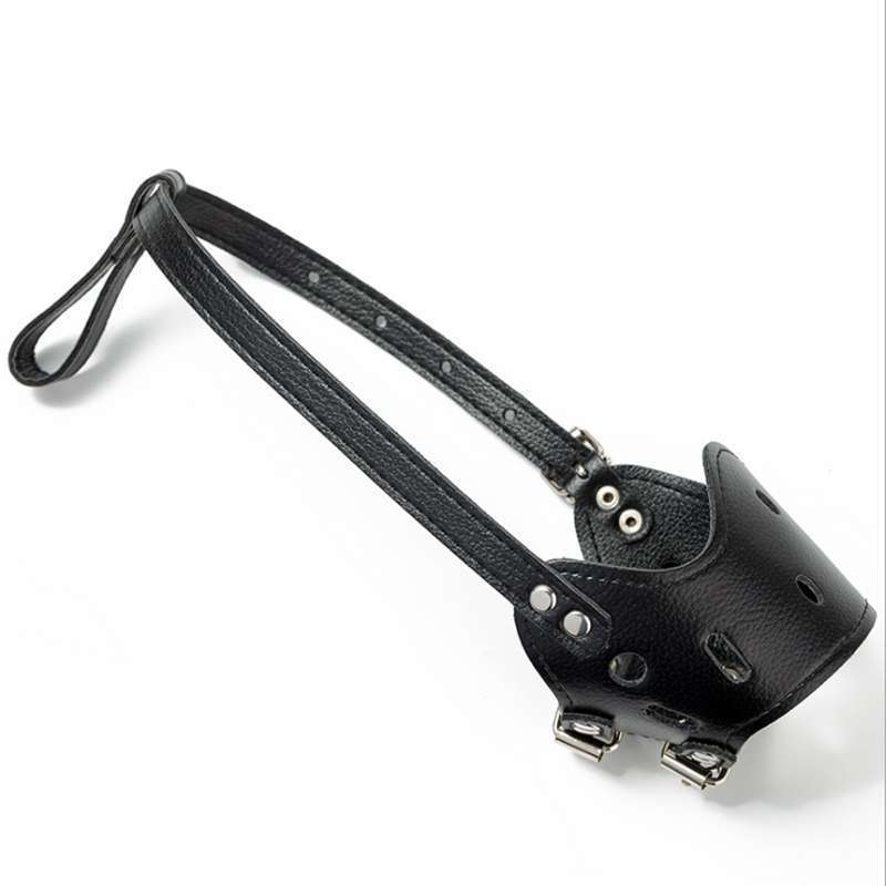 Dog Muzzle Leather Breathable Adjustable Straps
