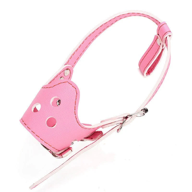 Dog Muzzle Leather Breathable Adjustable Straps