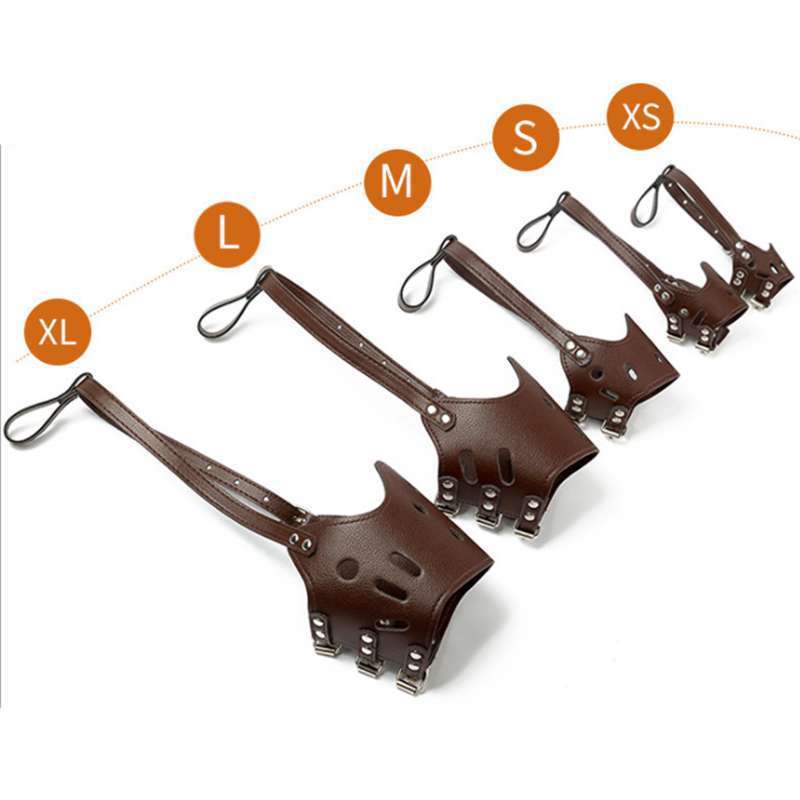Dog Muzzle Leather Breathable Adjustable Straps