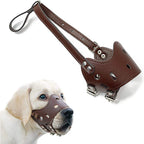 Dog Muzzle Soft Leather Breathable Vent Holes Adjustable Straps