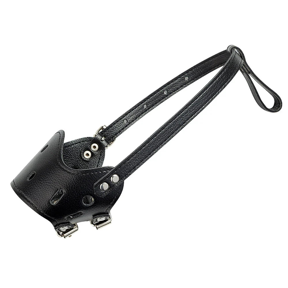 Dog Muzzle Soft Leather Breathable Vent Holes Adjustable Straps