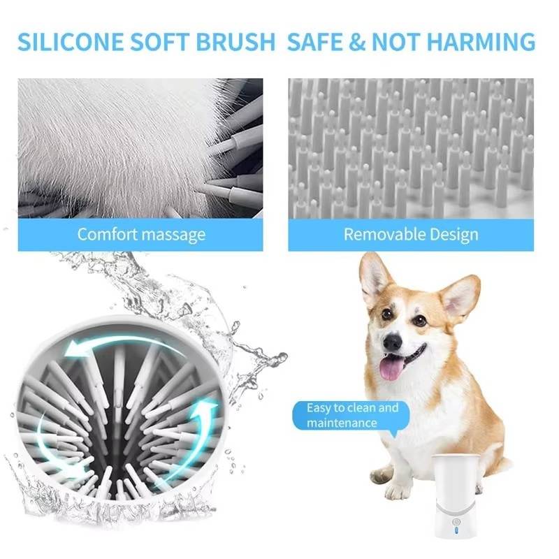 Dog Paw Cleaner Rotating Food Grade Silicone Bristles Rechargeable