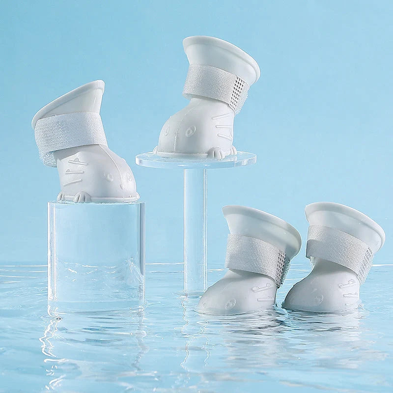 Dog Rain Boots Silicone Waterproof Anti-Slip Tape Closure