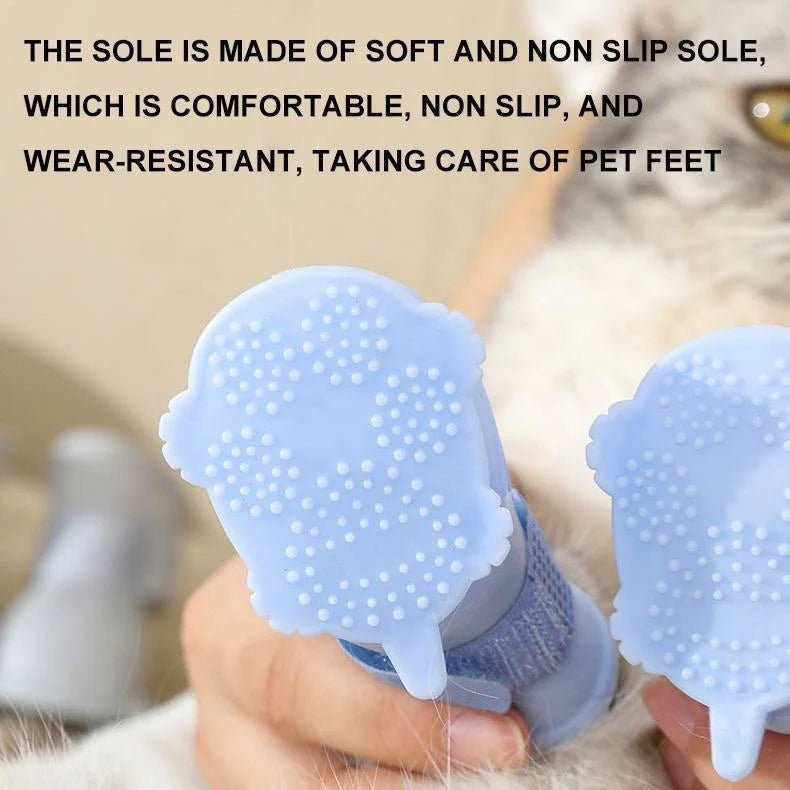 Dog Rain Boots Silicone Waterproof Anti-Slip Tape Closure