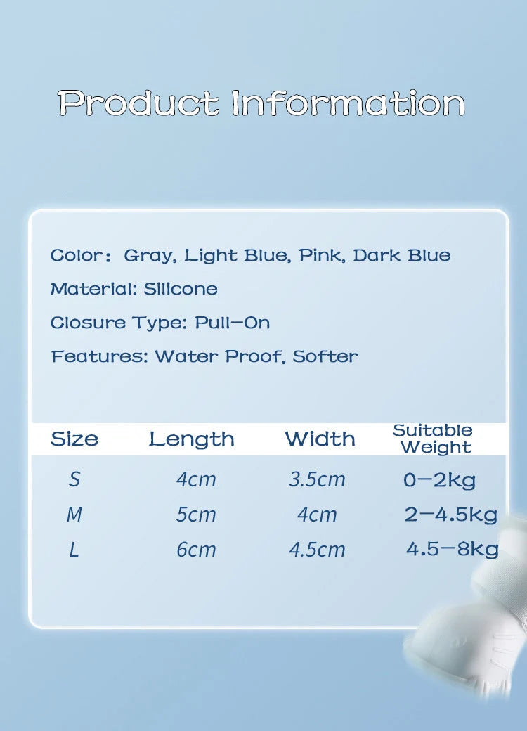 Dog Rain Boots Silicone Waterproof Anti-Slip Tape Closure