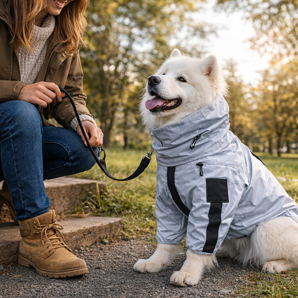 Dog Rain Coat Waterproof & Reflective Breathable Lightweight