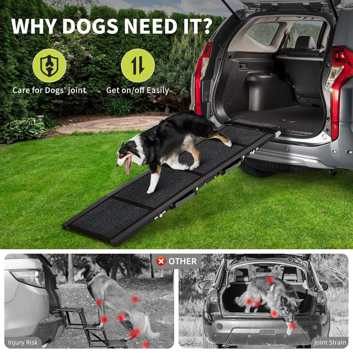 Dog Ramp Folding Aluminum Extra-Wide Non-Slip 250 Lb Capacity