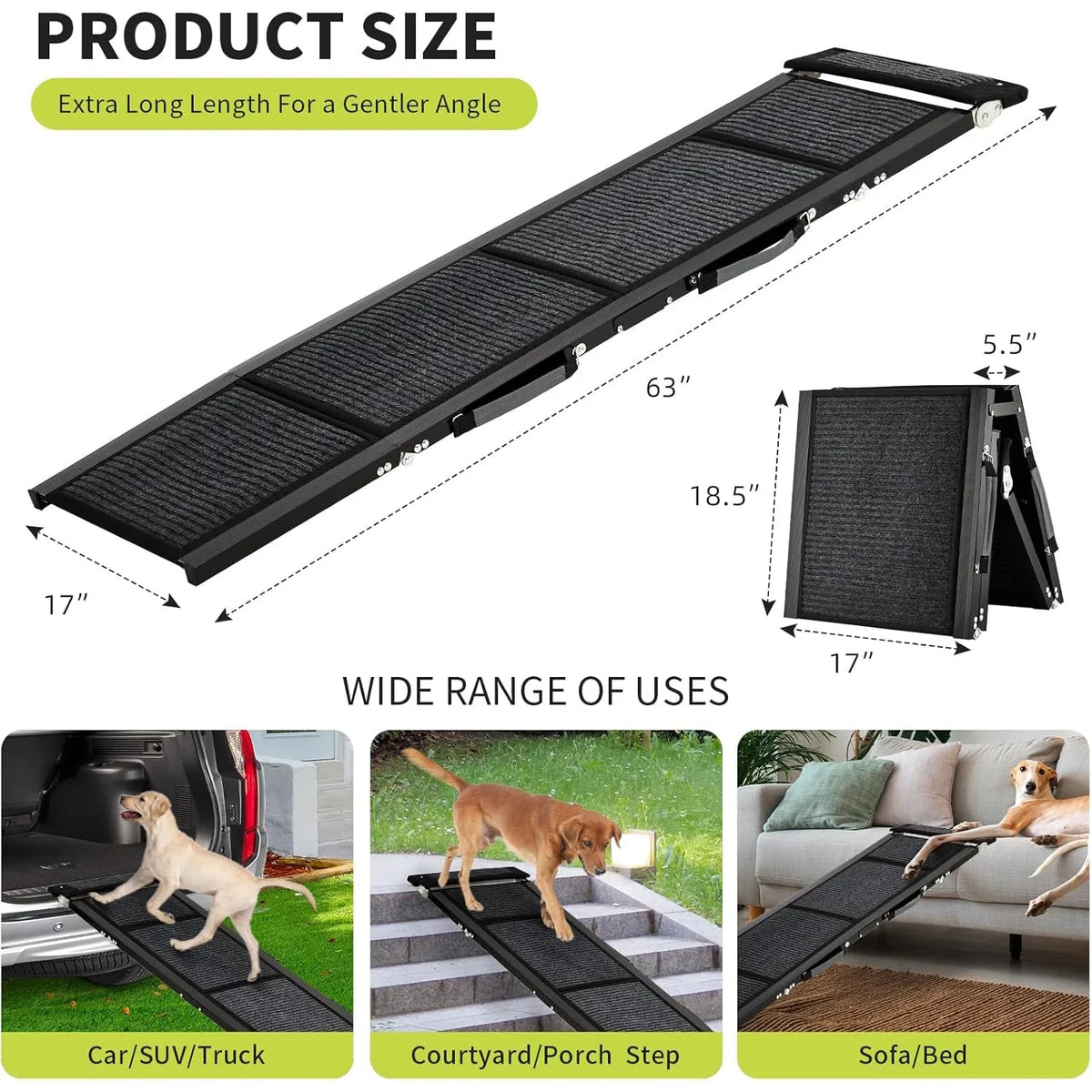 Dog Ramp Folding Aluminum Extra-Wide Non-Slip 250 Lb Capacity
