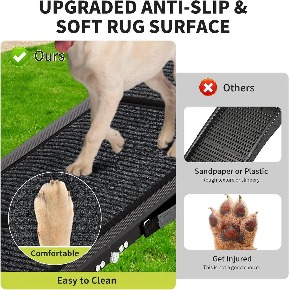 Dog Ramp Quad-Fold Aluminum Anti-Slip Stabilizing Latch