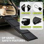 Dog Ramp Quad-Fold Aluminum Anti-Slip Stabilizing Latch