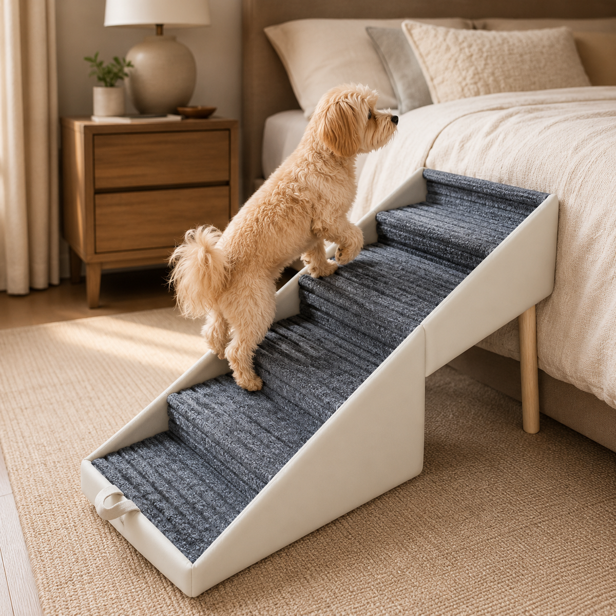 Dog Ramp & Stairs Foldable Non-Slip Wood 110 Lb Capacity