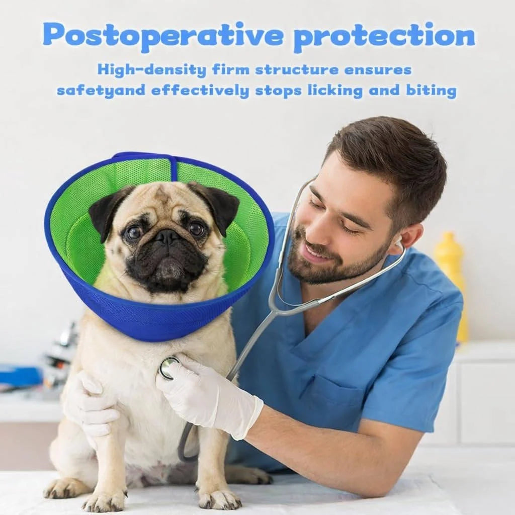Dog Recovery Collar Breathable Mesh Adjustable Fit Machine Washable