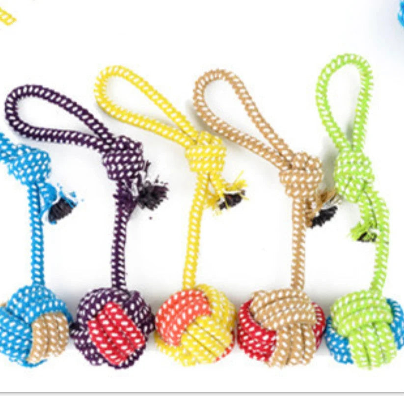 Dog Rope Toy & Leash Hand-Knitted Cotton