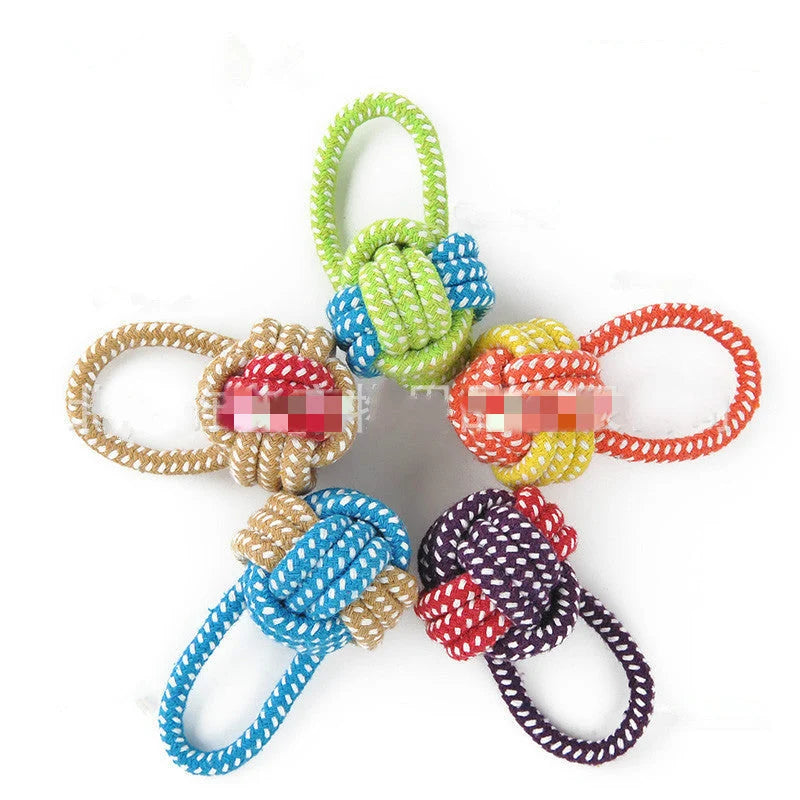 Dog Rope Toy & Leash Hand-Knitted Cotton
