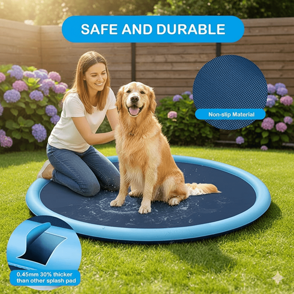 Dog Splash Pad Hose-Connect Built-In Sprinklers